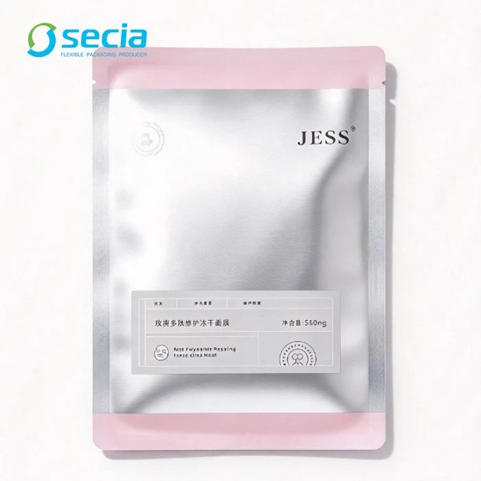 Silver & Pink Drawn Finish Mask Pouch