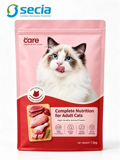 Custom Metallized Cat Food Flat‑Bottom Pouches